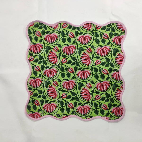 Botanical Flower Cotton Napkins, Cloth Napkins, Fabric Napkins, India Block Print Napkins, Cocktail Napkins, 20"x20"- Dinner Napkins