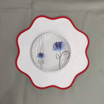 Table Linens PlaceMats White Piping Mats and Cotton round wave scallop cloth cocktail Placemats,fathers day gift