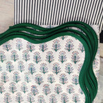 Wave scallop cloth napkin,gift for him, Piping Napkins,Indian Napkins, Set of 4, block print napkin