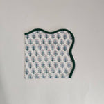 Wave scallop cloth napkin,gift for him, Piping Napkins,Indian Napkins, Set of 4, block print napkin