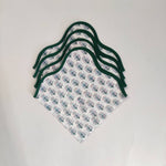 Wave scallop cloth napkin,gift for him, Piping Napkins,Indian Napkins, Set of 4, block print napkin