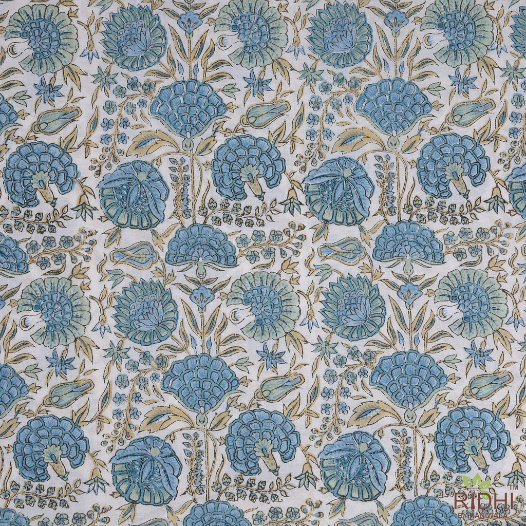 Asparagus Green Open Hand-Block Printed Cotton Cloth