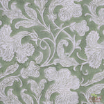 Sage Green and White Hand-Block Printed Cotton Cloth