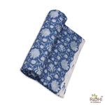 Aegean Blue and White Hand-Block Printed Cotton Cloth