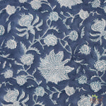 Aegean Blue and White Hand-Block Printed Cotton Cloth