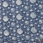 Aegean Blue and White Hand-Block Printed Cotton Cloth