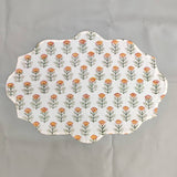 Table Mat Green and beige India Block Print Quilted, Placemats, Scallop ,Set of 2 housewarming gift, Coffee Table Decorwave