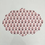 Table Mat Pink and white India Block Print Quilted, Placemats, Scallop ,Set of 2 housewarming gift, Coffee Table Decorwave
