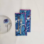 Designer Cotton scalloped Napkins with Trimming lace, Set of 4, Scallop edge Napkin,Hand block printed Sustainable Cloth Napkins