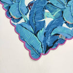 Designer Cotton scalloped Napkins with Trimming lace, Set of 4, Scallop edge Napkin,Hand block printed Sustainable Cloth Napkins