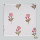 Salmon and Thulian Pink, Moss Green Indian Hand Block Printed 100% Pure Cotton Cloth Napkins, 9x9"- Cocktail Napkins, 20x20"- Dinner Napkins