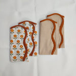 Block printed cloth striped napkins, scalloped cocktail napkin dinner napkin - kitchen mix and match napkin hand made table napkins,set of 4