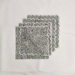 Designer Cotton Napkins with Trimming lace, Set of 4, Scallop edge Napkin,Hand block printed Sustainable Cloth Napkins