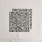 Designer Cotton Napkins with Trimming lace, Set of 4, Scallop edge Napkin,Hand block printed Sustainable Cloth Napkins