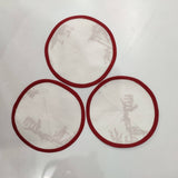 Table Linens Printed Coaster/ PlaceMats Piping Mats and Cotton wave scallop cloth cocktail Placemats, Christmas day gift