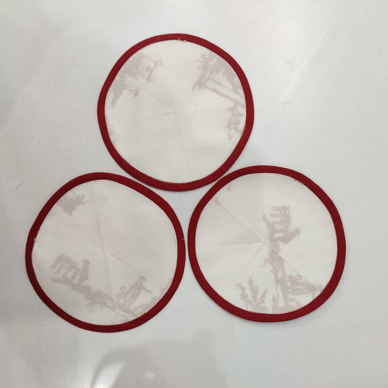 Table Linens Printed Coaster/ PlaceMats Piping Mats and Cotton wave scallop cloth cocktail Placemats, Christmas day gift