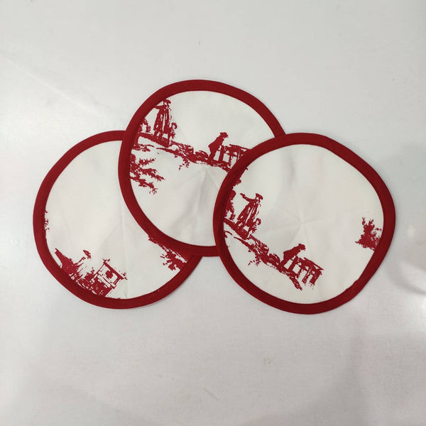 Table Linens Printed Coaster/ PlaceMats Piping Mats and Cotton wave scallop cloth cocktail Placemats, Christmas day gift