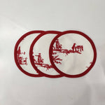 Table Linens Printed Coaster/ PlaceMats Piping Mats and Cotton wave scallop cloth cocktail Placemats, Christmas day gift