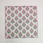 Designer Cotton scalloped Napkins with Trimming embroidered, Set of 4, Scallop edge Napkin,Hand block printed Sustainable Cloth Napkins