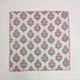 Designer Cotton scalloped Napkins with Trimming embroidered, Set of 4, Scallop edge Napkin,Hand block printed Sustainable Cloth Napkins