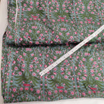 Christmas Dark Green Red Floral 100% Cotton Quilt Fabric by the yard, India Block Print Fabric, fabric for Duvet Covers, Curtains, Dresses