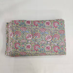 Apple Green Red Floral 100% Cotton Quilting Fabric by the yard, India Block Print Fabric, fabric for Duvet Covers, Curtains, Dresses