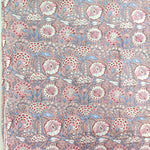 Sage Pink Red Floral 100% Cotton Quilting Fabric by the yard, India Block Print Fabric, fabric for Duvet Covers, Curtains, Dresses