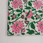 Light Pink green flower 100% Cotton Quilting Fabric by the yard, India Block Print Fabric, fabric for Duvet Covers, Curtains, Dresses
