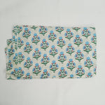 Light blue Green print 100% Cotton Quilting Fabric by the yard, India Block Print Fabric, fabric for Duvet Covers, Curtains, Dresses