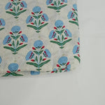 Light blue Green print 100% Cotton Quilting Fabric by the yard, India Block Print Fabric, fabric for Duvet Covers, Curtains, Dresses