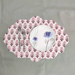 Table Mat Pink and white India Block Print Quilted, Placemats, Scallop ,Set of 2 housewarming gift, Coffee Table Decorwave
