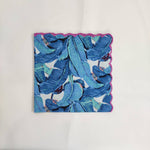 Designer Cotton scalloped Napkins with Trimming lace, Set of 4, Scallop edge Napkin,Hand block printed Sustainable Cloth Napkins