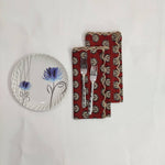 Designer Cotton scalloped Napkins with Trimming embroidered, coaster, small Scallop edge Napkin,Hand block printed Sustainable Cloth Napkins