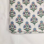 Light blue Green print 100% Cotton Quilting Fabric by the yard, India Block Print Fabric, fabric for Duvet Covers, Curtains, Dresses