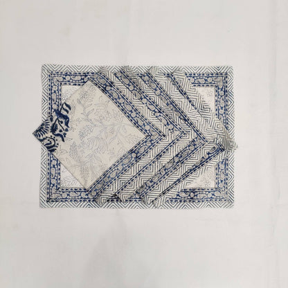 Cotton printed Mats Table Linens floral 6 Napkins and 6 Cotton Table  Placemats ,Indian Floral Hand Block Printed Set