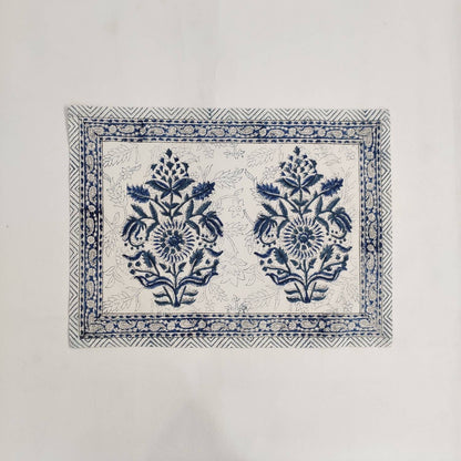 Cotton printed Mats Table Linens floral 6 Napkins and 6 Cotton Table  Placemats ,Indian Floral Hand Block Printed Set