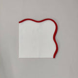 Quilted wave Table Linens PlaceMats White Piping Napkins and Cotton wave scallop cloth cocktail napkins for Dinner Table, Christmas Gift