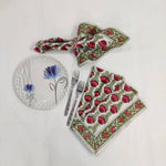 cloth napkins, personalized gifts , hand printed napkins,Christmas red flower flower, wedding napkins, piping Cotton dinner napkins