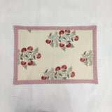 Striped Table Mat Red Green and beige India Block Print Quilted, Placemats, Scallop ,Set of 2 housewarming gift, Coffee Table Decorwave