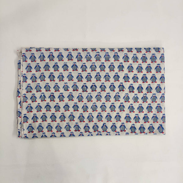 Blue Owls children printed prin100% Cotton Quilting Fabric by the yard, India Block Print Fabric, fabric for Duvet Covers, Curtains, Dresses