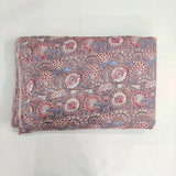 Sage Pink Red Floral 100% Cotton Quilting Fabric by the yard, India Block Print Fabric, fabric for Duvet Covers, Curtains, Dresses