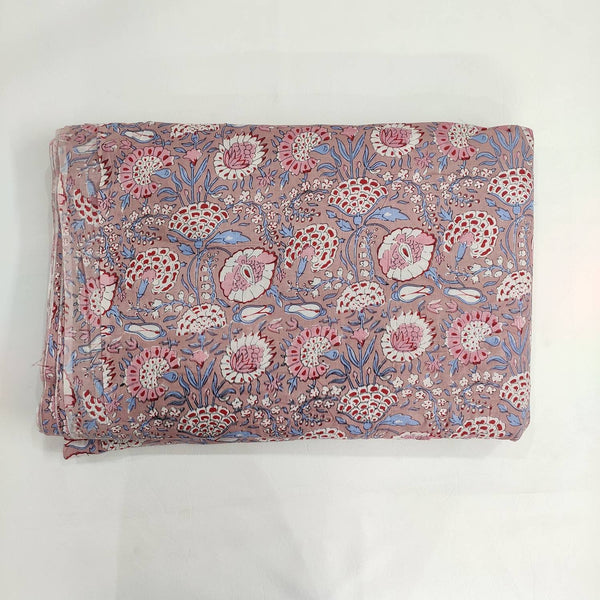 Sage Pink Red Floral 100% Cotton Quilting Fabric by the yard, India Block Print Fabric, fabric for Duvet Covers, Curtains, Dresses