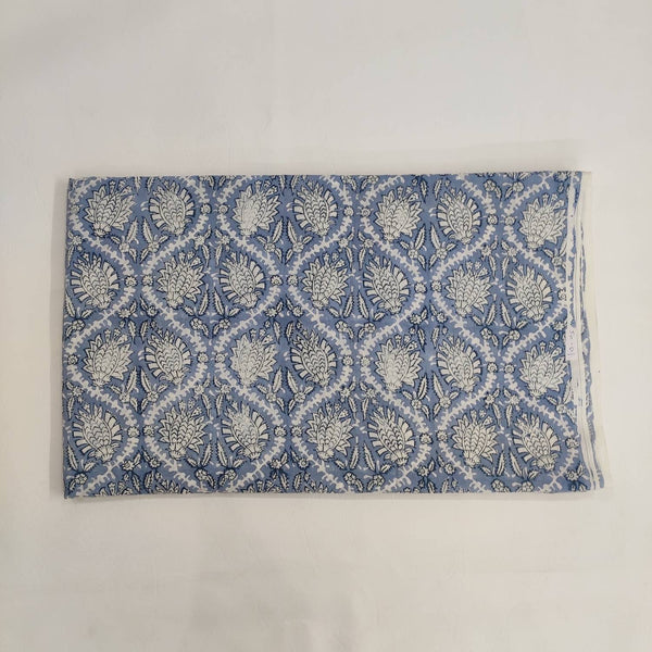 Dark Blue Floral 100% Cotton Quilting Fabric by the yard, India Block Print Fabric, fabric for Duvet Covers, Curtains, Dresses