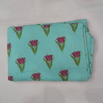 Turquoise flower print 100% Cotton Quilting Fabric by the yard, India Block Print Fabric, fabric for Duvet Covers, Curtains, Dresses