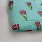 Turquoise flower print 100% Cotton Quilting Fabric by the yard, India Block Print Fabric, fabric for Duvet Covers, Curtains, Dresses