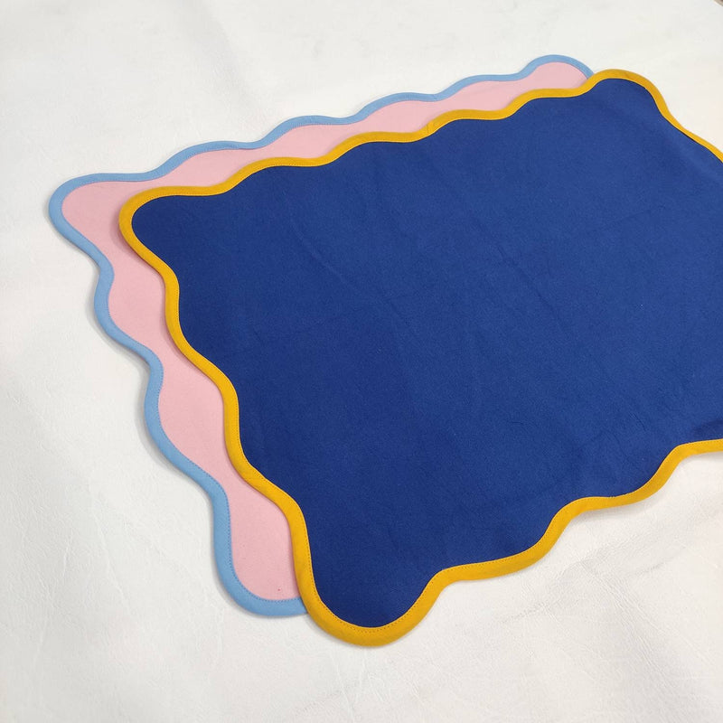 Royal Table mat Scallop Placemats and Napkins light blue ,Table Linens Piping Napkins fathers day gift