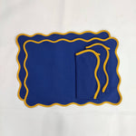 Royal Table mat Scallop Placemats and Napkins light blue ,Table Linens Piping Napkins fathers day gift