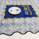 Royal Table mat Scallop Placemats and Napkins light blue ,Table Linens Piping Napkins fathers day gift