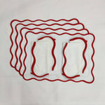 Table Linens PlaceMats White Piping Napkins and Cotton wave scallop cloth cocktail napkins ,fathers day gift