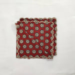 Designer Cotton scalloped Napkins with Trimming embroidered, coaster, small Scallop edge Napkin,Hand block printed Sustainable Cloth Napkins